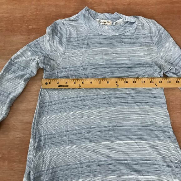 Fighting Eel Shirt Dress Mini Dress Women Size XS Gray Striped Pockets Mock Neck - Picture 5 of 12